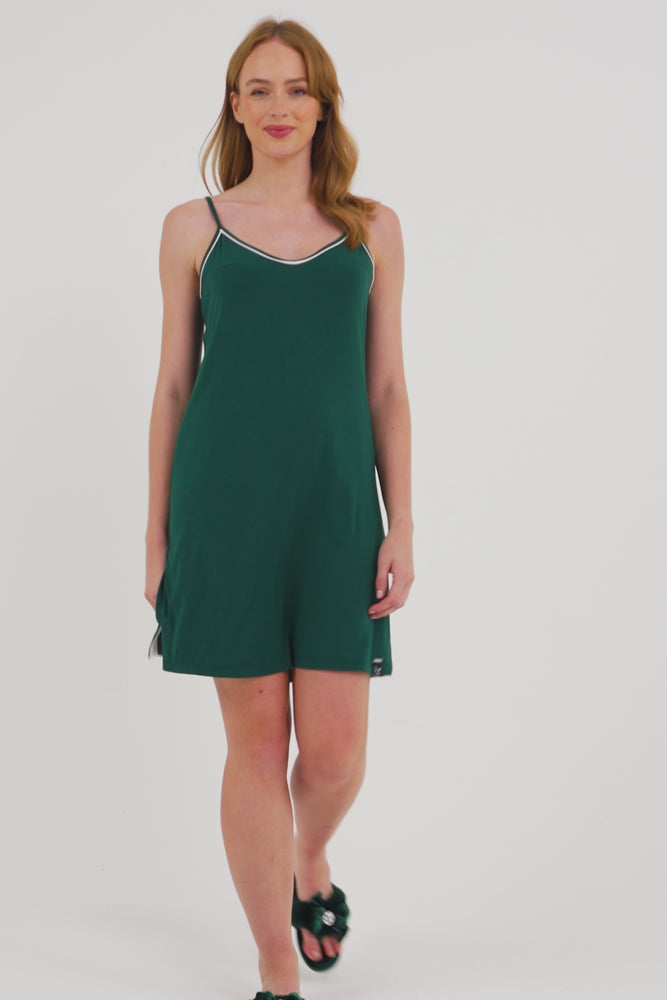 
                  
                    Load and play video in Gallery viewer, Bamboo Chemise Nightdress in Green
                  
                