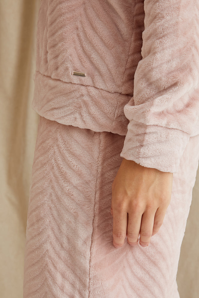 Women's Cosy Chevron Lounge Suit in Rose Pink from Pretty You London