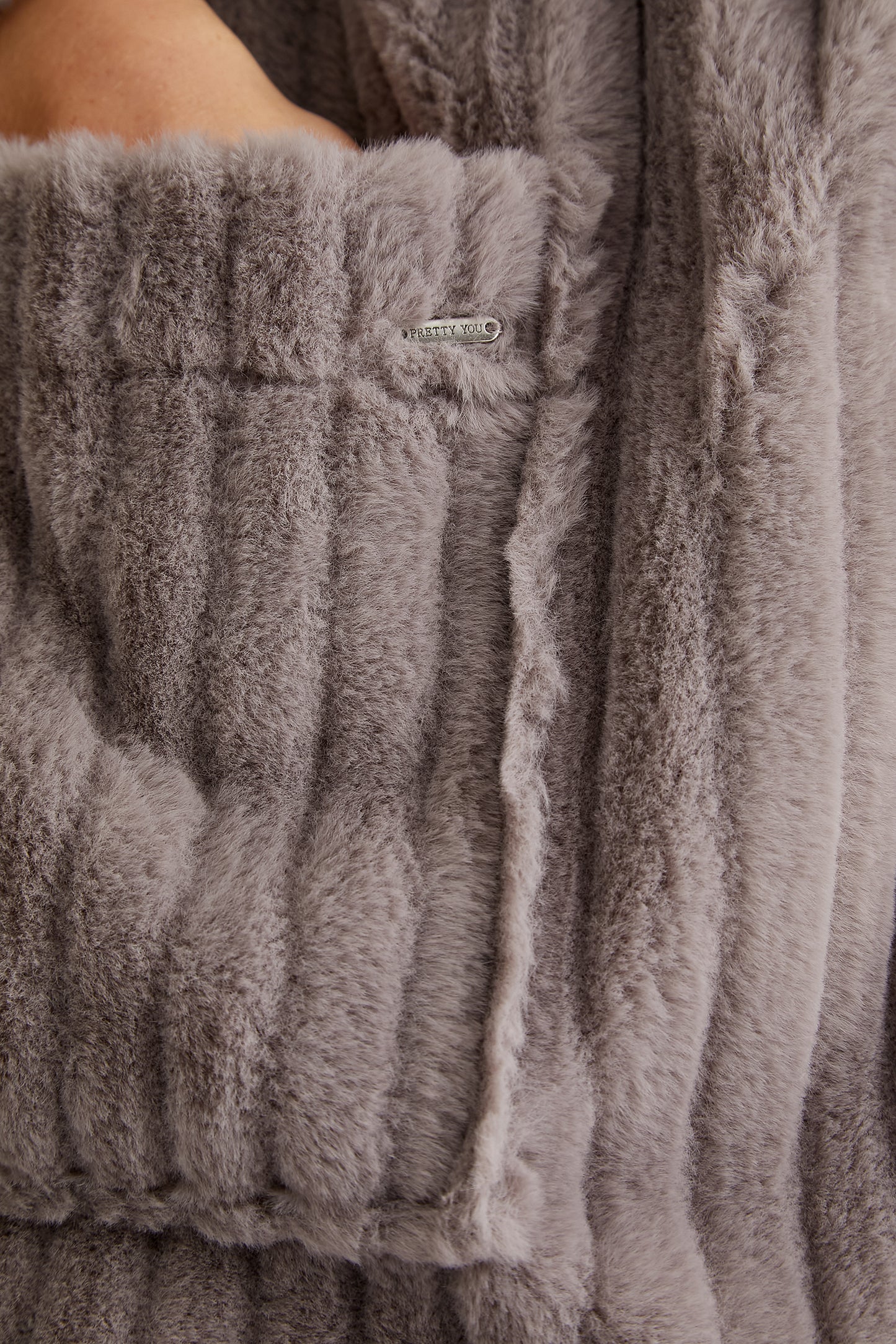 Women's Cloud Robe Dressing Gown in Mink with oversized hood from Pretty You London