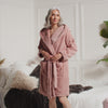 Women's Cloud Robe Dressing Gown in Dusky Pink with oversized hood from Pretty You London